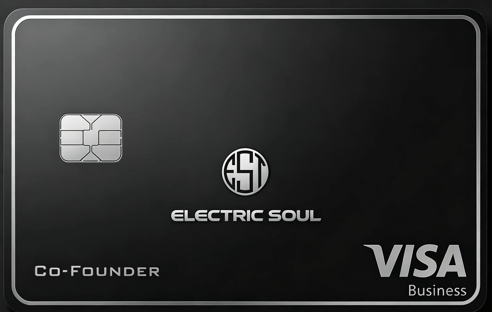 Electric Soul VISA Business card, black with a brushed silver edge
